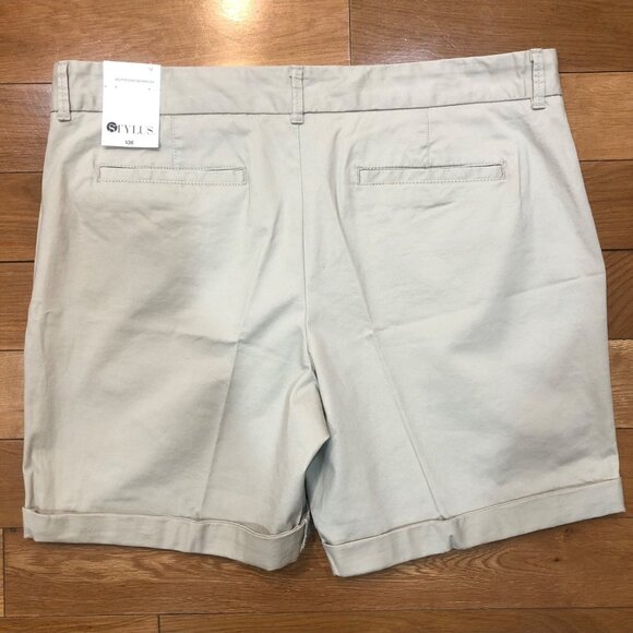 NWT Stylus Boyfriend Bermuda Western Khaki Shorts Size 12 - Picture 2 of 10